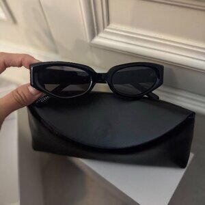 Gentle Monster Chic Black Oval Sunglasses Gold Detail – Closet Cleanout